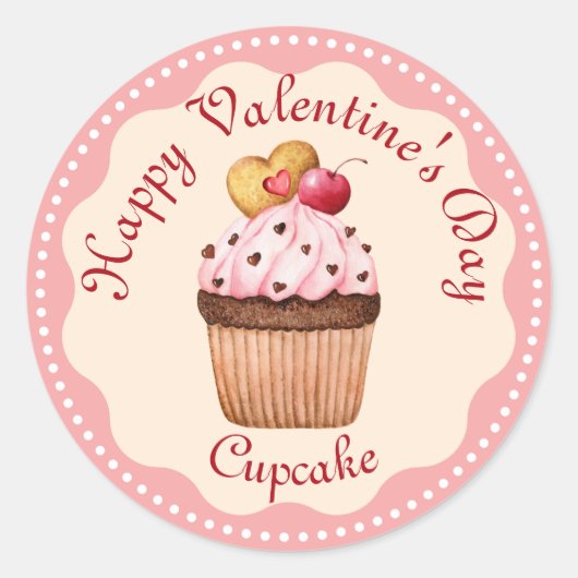 Sticker Rond Cupcake de rose Cherry (Devant)