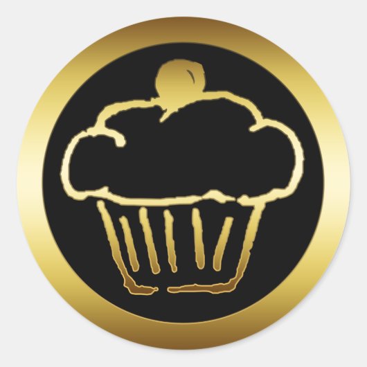 STICKER ROND CUPCAKE EN OR (Devant)