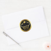 STICKER ROND CUPCAKE EN OR (Enveloppe)