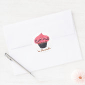 Sticker Rond Cupcake et La Mustache (Enveloppe)