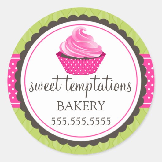 Sticker Rond Cupcake Gourmet Boulangerie Cachets (Devant)