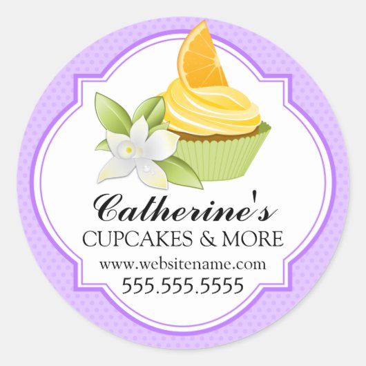 Sticker Rond Cupcake Gourmet Lilac Boulangerie Cachets (Devant)