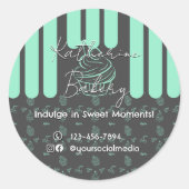 Sticker Rond Cupcake Grey Mint Bakery (Devant)
