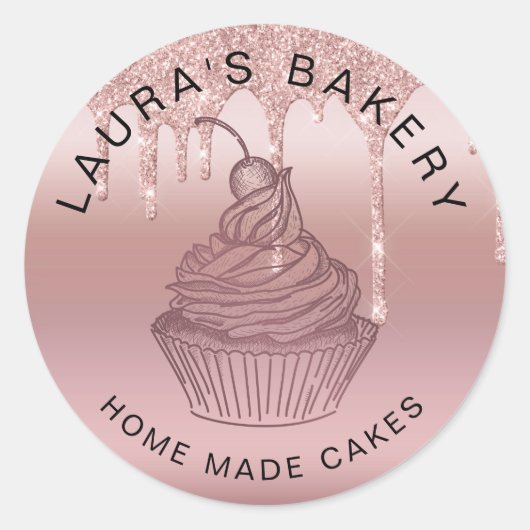 Sticker Rond Cupcake Home Bakery Rustic Vintage (Devant)