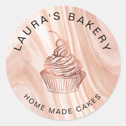 Sticker Rond Cupcake Home Bakery Rustic Vintage (Devant)
