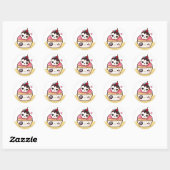 Sticker Rond cupcake Kawaii (Feuille)