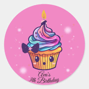 Sticker Rond cupcake kawaii