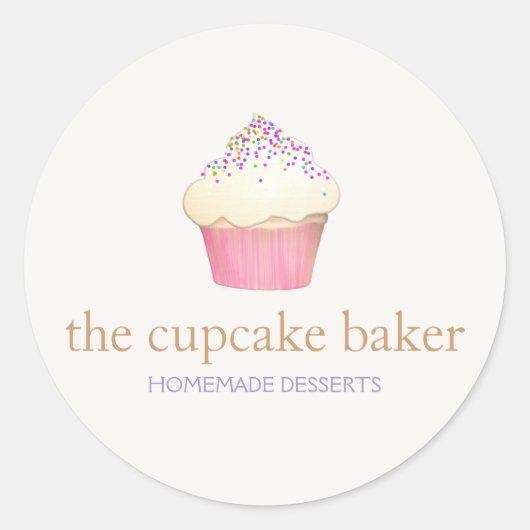 Sticker Rond Cupcake Logo Boulangerie Chef Restauration (Devant)