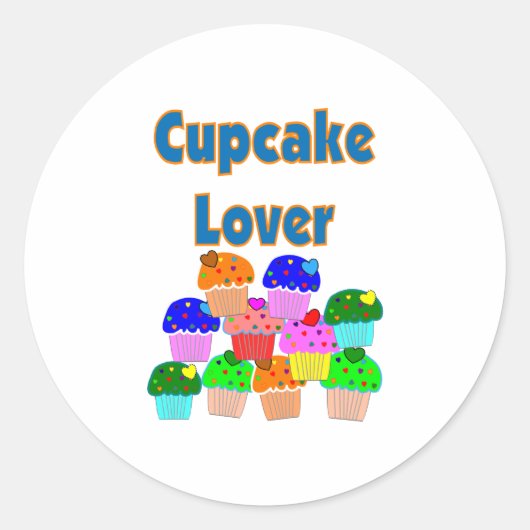 Sticker Rond "Cupcake Lover"—Mound d'adorables cupcakes (Devant)