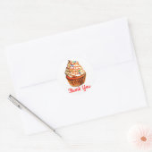 Sticker Rond Cupcake Merci Red Wedding Party Cupcakes (Enveloppe)