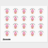 Sticker Rond Cupcake Merci Rose fille 1er anniversaire (Feuille)