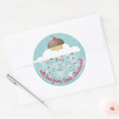 Sticker Rond Cupcake nuages de flocon de neige Noël personnalis (Enveloppe)