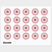 Sticker Rond Cupcake rose (Feuille)
