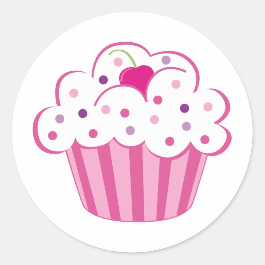 Sticker Rond Cupcake rose (Devant)