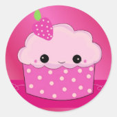 Sticker Rond Cupcake rose (Devant)
