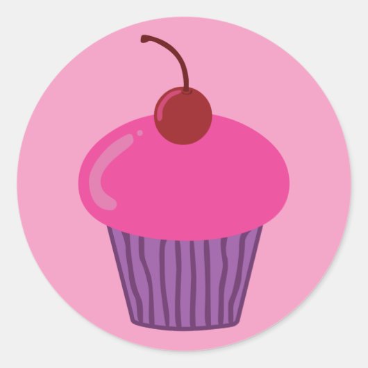 Sticker Rond Cupcake rose (Devant)