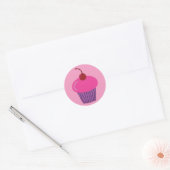 Sticker Rond Cupcake rose (Enveloppe)