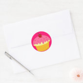 Sticker Rond Cupcake rose (Enveloppe)