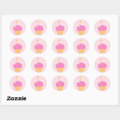 Sticker Rond Cupcake rose (Feuille)