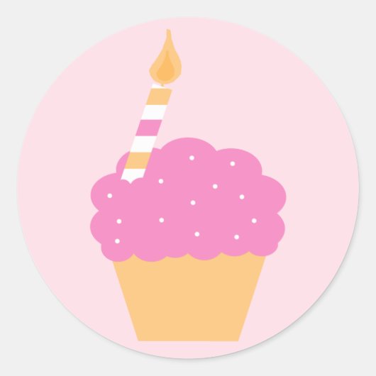 Sticker Rond Cupcake rose (Devant)