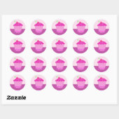 Sticker Rond Cupcake rose avec cerise sur le dessus (Feuille)