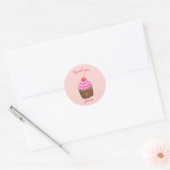 Sticker Rond Cupcake rose avec Cherry personnalisable Faveur   (Enveloppe)