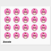 Sticker Rond Cupcake rose chaud (Feuille)