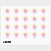 Sticker Rond cupcake rose coeur jaune nom mignon école moderne (Feuille)