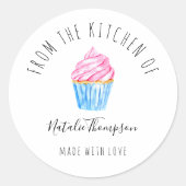 Sticker Rond Cupcake rose de la cuisine de cuisson maison (Devant)