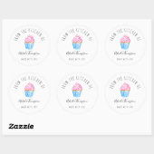 Sticker Rond Cupcake rose de la cuisine de cuisson maison (Feuille)