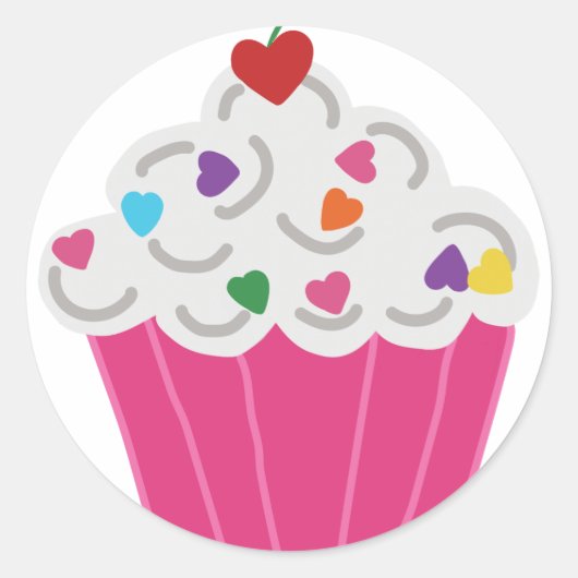 Sticker Rond Cupcake Rose Dessert (Devant)
