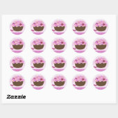 Sticker Rond Cupcake rose et violet (Feuille)