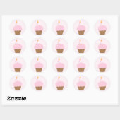 Sticker Rond Cupcake rose pâle (Feuille)