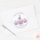 Sticker Rond Cupcake rose personnalisable Merci de boulangerie (Enveloppe)