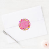 Sticker Rond Cupcake Rose Vive - Mariage Enregistrer La Date (Enveloppe)