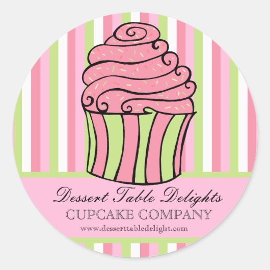 Sticker Rond Cupcake Stripes Site de publicité commerciale (Devant)