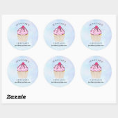 Sticker Rond Cupcake sucré avec framboise sur le dessus (Feuille)