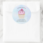 Sticker Rond Cupcake sucré avec framboise sur le dessus (Sac)