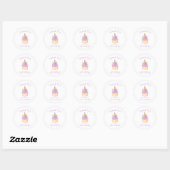 Sticker Rond Cupcake Unicorn fille Anniversaire Merci (Feuille)