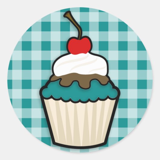 Sticker Rond Cupcake vert turquoise (Devant)