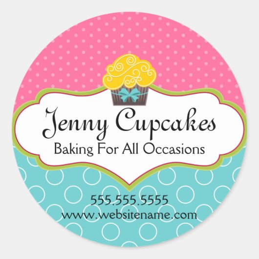 Sticker Rond Cupcake Whimsical Boulangerie Cachets (Devant)