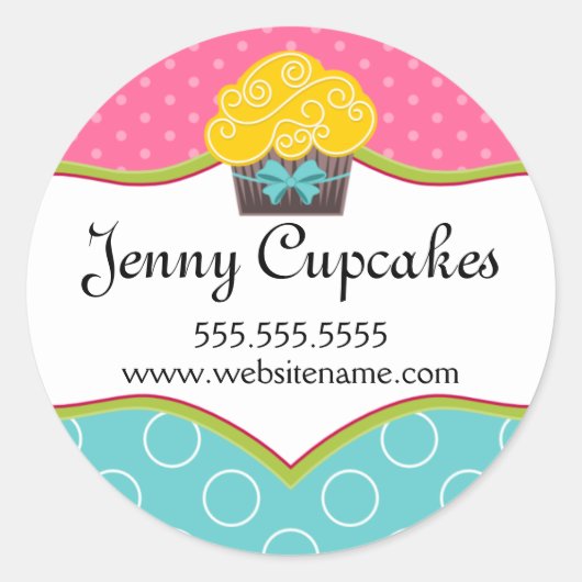 Sticker Rond Cupcake Whimsical Boulangerie Cachets (Devant)
