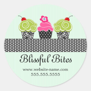 Sticker Rond Cupcakes à la cerise Whimsical Boulangerie Cachets