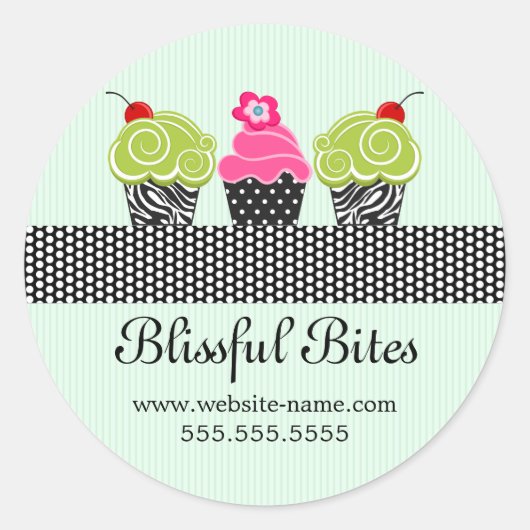 Sticker Rond Cupcakes à la cerise Whimsical Boulangerie Cachets (Devant)
