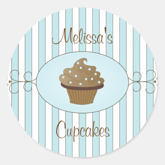 Sticker Rond Cupcakes Bleus Fancy (Devant)