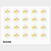 Sticker Rond Cupcakes de Joyeux Anniversaire (Feuille)