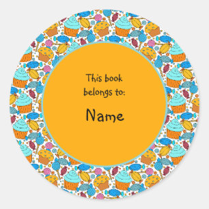 Sticker Rond cupcakes et sucreries mignons et colorés