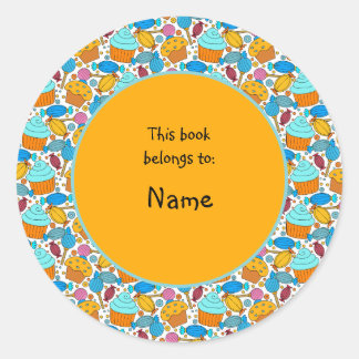 Sticker Rond cupcakes et sucreries mignons et colorés