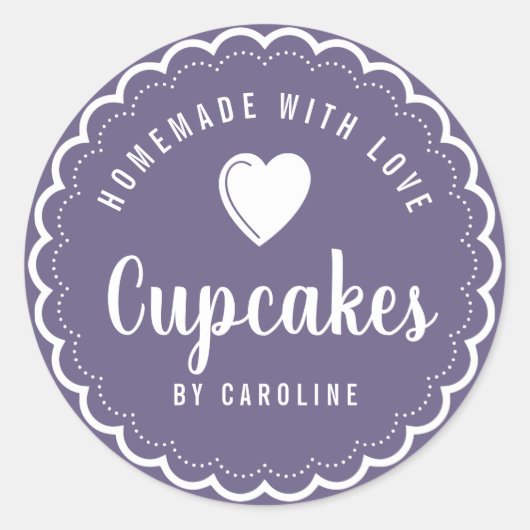Sticker Rond cupcakes maison boulangerie violet (Devant)