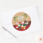 Sticker Rond Cupcakes Noël (Enveloppe)